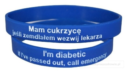 21cm Opaska, bransoletka silikonowa - Cukrzyca, diabetyk -rozmiar 21cm