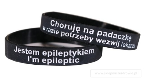 21cm Opaska, bransoletka silikonowa - Jestem epileptykiem -rozmiar 21cm