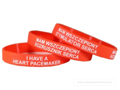 18cm Opaska, bransoletka silikonowa Mam stymulator rozrusznik serca -rozmiar 18cm czerwona