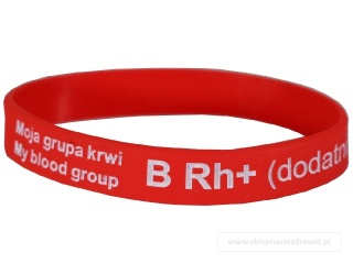 18cm Opaska, bransoletka silikonowa z grupą krwi B Rh+(dodatni) rozmiar 18cm