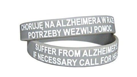 20cm Opaska, bransoletka silikonowa - Choruję na ALZHEIMERA DEMENCJA -rozmiar 20cm