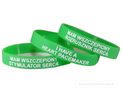 20cm Opaska, bransoletka silikonowa Mam stymulator rozrusznik serca -rozmiar 20cm zielona