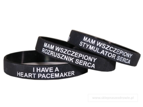 20cm Opaska, bransoletka silikonowa Mam stymulator rozrusznik serca -rozmiar 20cm czarna
