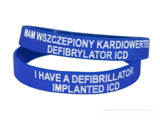 20cm Opaska, bransoletka silikonowa Mam kardiowerter defibrylator ICD -rozmiar 20cm niebieska