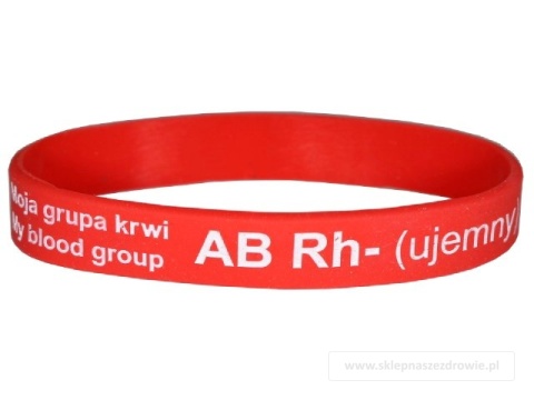 20cm Opaska, bransoletka silikonowa z grupą krwi AB Rh-(ujemny) rozmiar 20cm