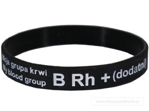 20cm Opaska, bransoletka silikonowa z grupą krwi B Rh+(dodatni) rozmiar 20cm