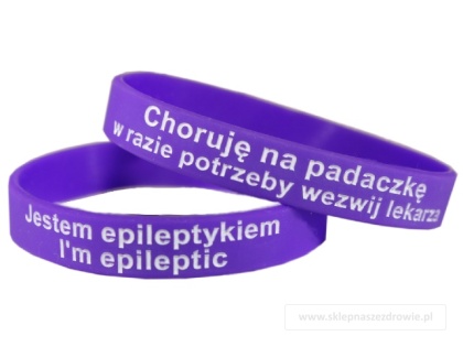 20cm Opaska, bransoletka silikonowa - Jestem epileptykiem -rozmiar 20cm