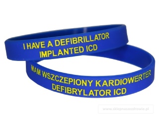 18cm Opaska, bransoletka silikonowa Mam kardiowerter defibrylator ICD -rozmiar 18cm niebieska
