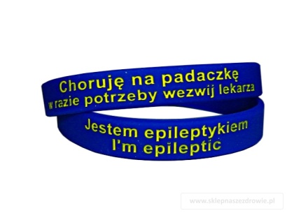 23cm Opaska, bransoletka silikonowa - Jestem epileptykiem -rozmiar 23cm