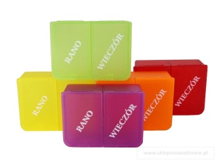 Kasetka, pojemnik, dozownik na leki, tabletki 1x2