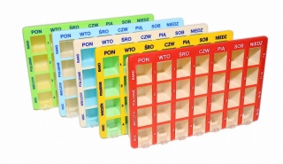 Kasetka, pojemnik, dozownik na leki, tabletki 7x4