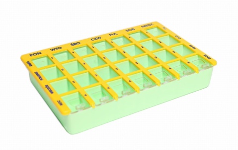 Kasetka, pojemnik, dozownik na leki, tabletki 7x4