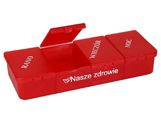 Kasetka, pojemnik, dozownik na leki, tabletki 1x4