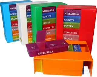 Kasetka, pojemnik, dozownik na leki, tabletki, tygodniowy 7x4
