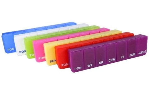 Kasetka, pojemnik, dozownik na leki, tabletki 7x1