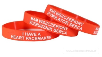 21cm Opaska, bransoletka silikonowa Mam stymulator rozrusznik serca -rozmiar 21cm czerwona