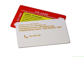 Personalizowana indywidualnie grawerowana ratunkowa KARTA ICE