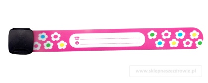 Regulowana opaska, bransoletka dla dziecka z numerem telefonu rodzica