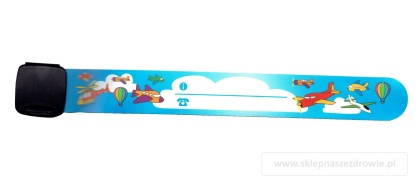 Regulowana opaska, bransoletka dla dziecka z numerem telefonu rodzica